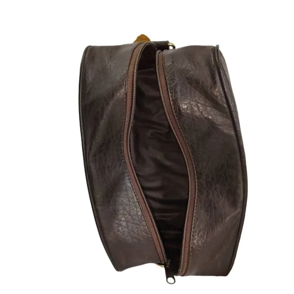 Maison Blanche Mens Grooming Case Brown Pockets Zip Travel Size 9.5